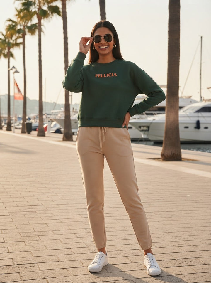 Sweatshirt & Jogger Vacation Set (Olive_Beige)