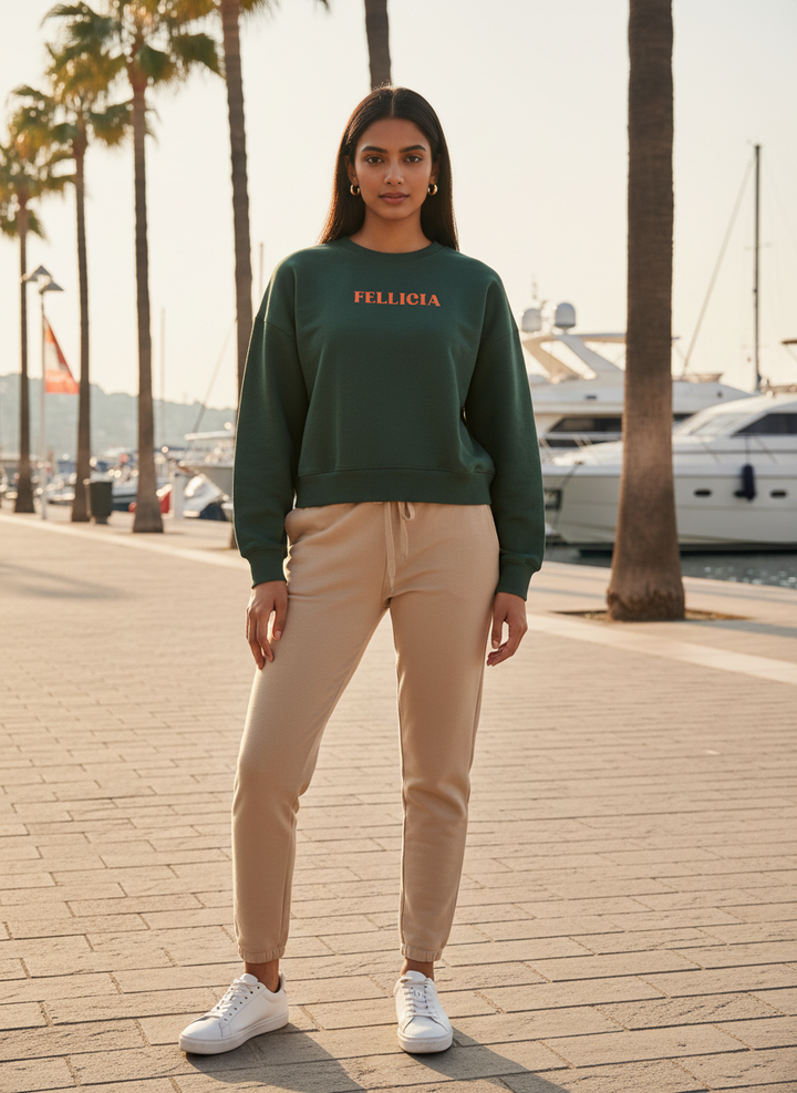 Sweatshirt & Jogger Vacation Set (Olive_Beige)