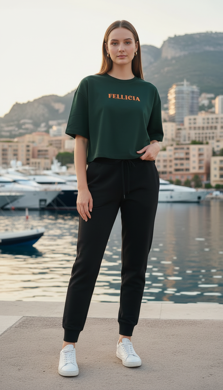 TRAVEL – Olive Green Sweat-Tee & Black Jogger Set