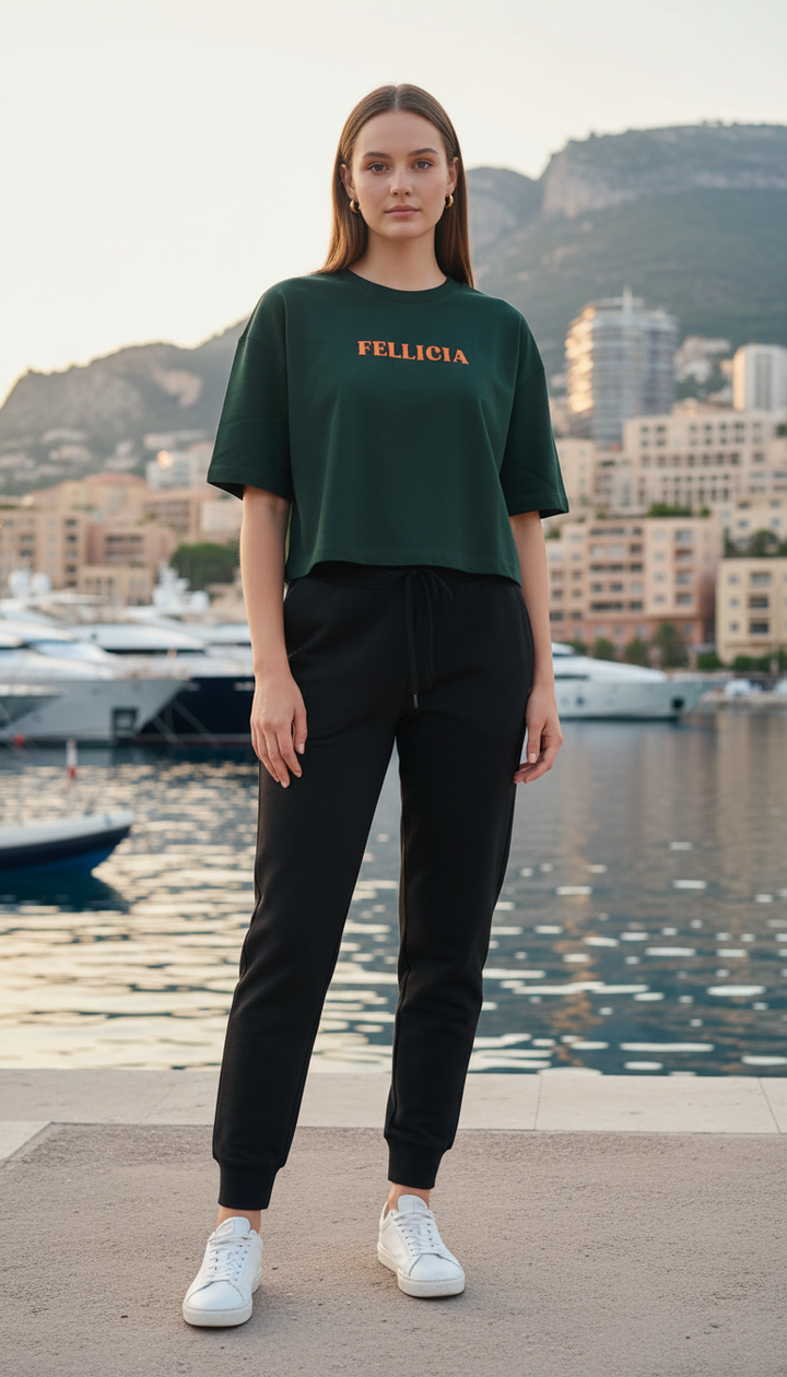 TRAVEL – Olive Green Sweat-Tee & Black Jogger Set