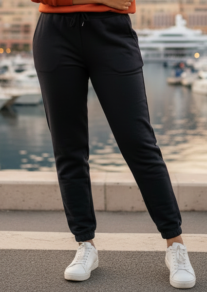 Women’s Sweatshirt & Joggers QUIRKY Set (Ember Orange–Black)