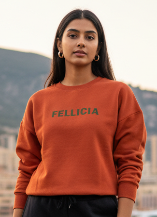 Women’s Sweatshirt & Joggers QUIRKY Set (Ember Orange–Black)