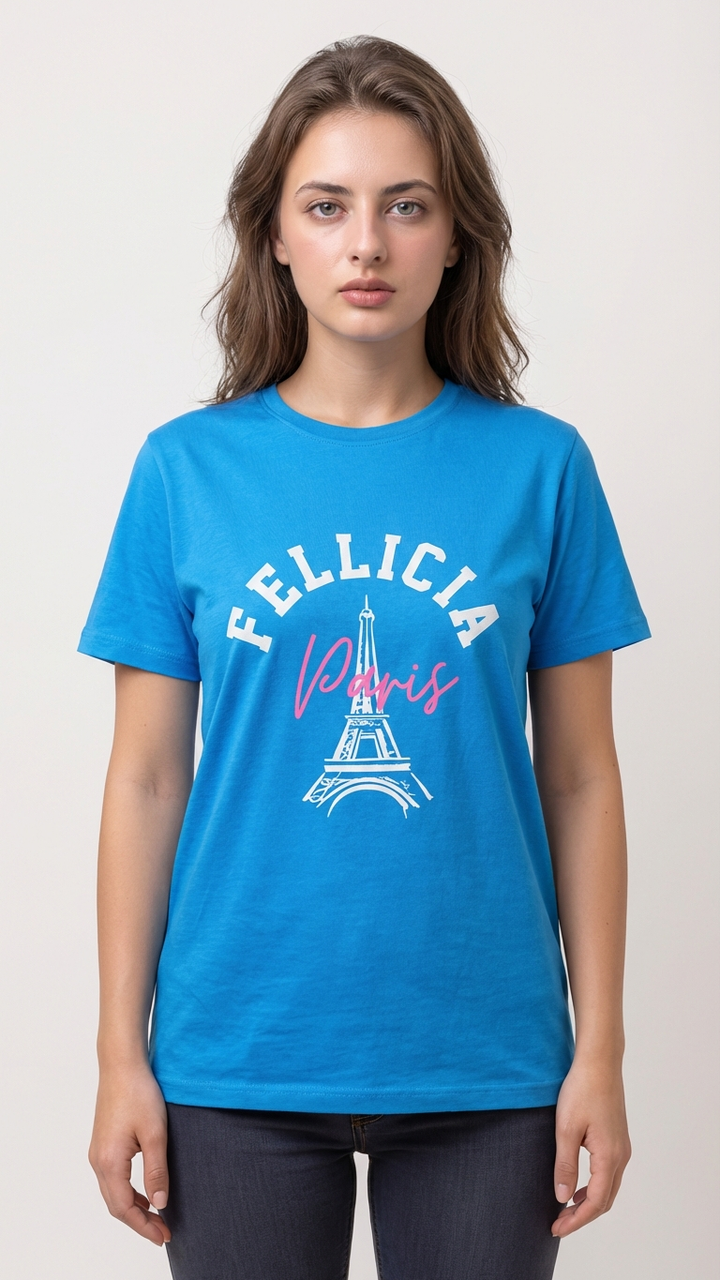 100% Cotton - BLUE Gym Tee for Women