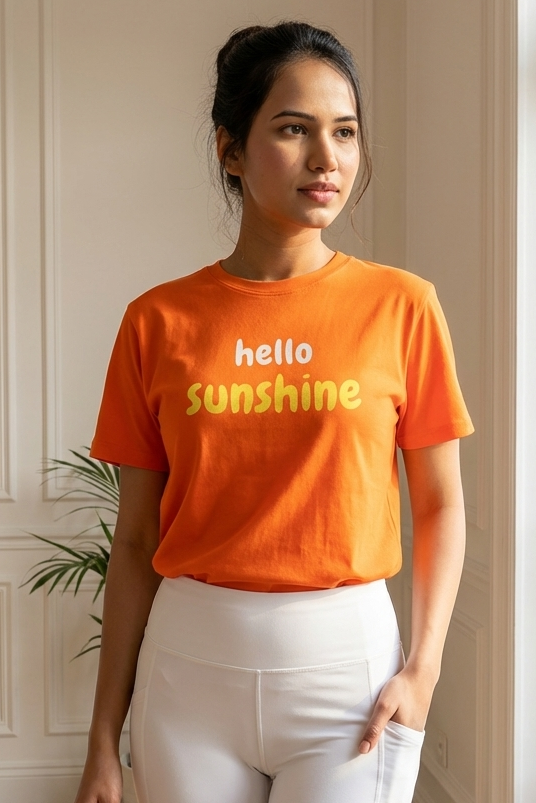 Orange Typography Print T-shirt for Women