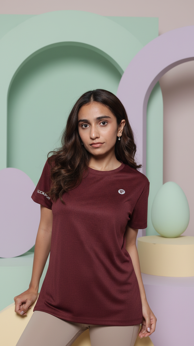 Performance Tshirt for Women (Red Burgundy)