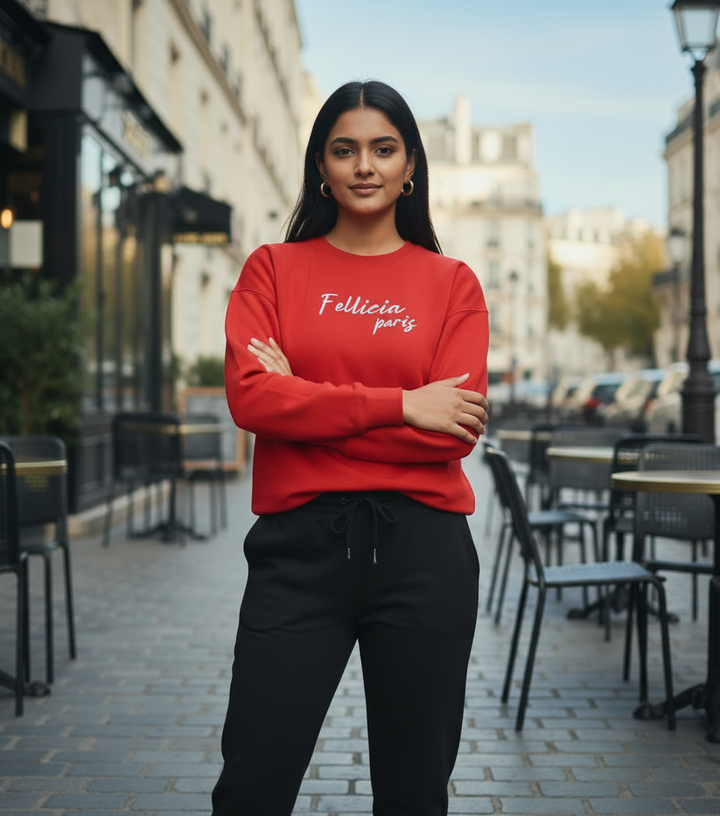 Sweatshirt & Jogger Vacation Set (RED-Black) L Size