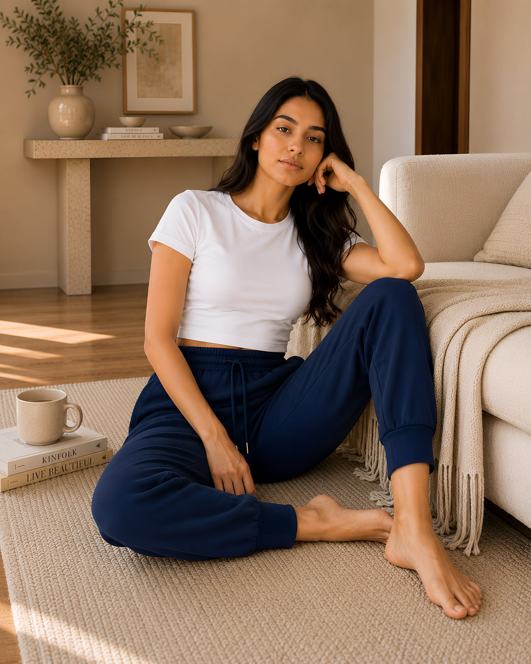 GHAR Jogger Pant – 100% Cotton | 260 GSM Loop Knit - Navy Blue