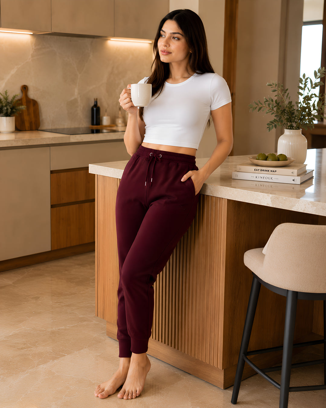 GHAR Jogger Pant – 100% Cotton | 260 GSM Loop Knit - Maroon