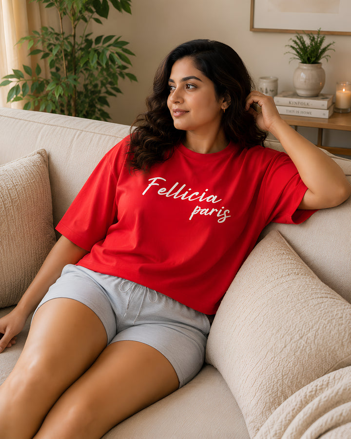 GHAR Tee – 100% Cotton | 260 GSM Loop Knit - RED