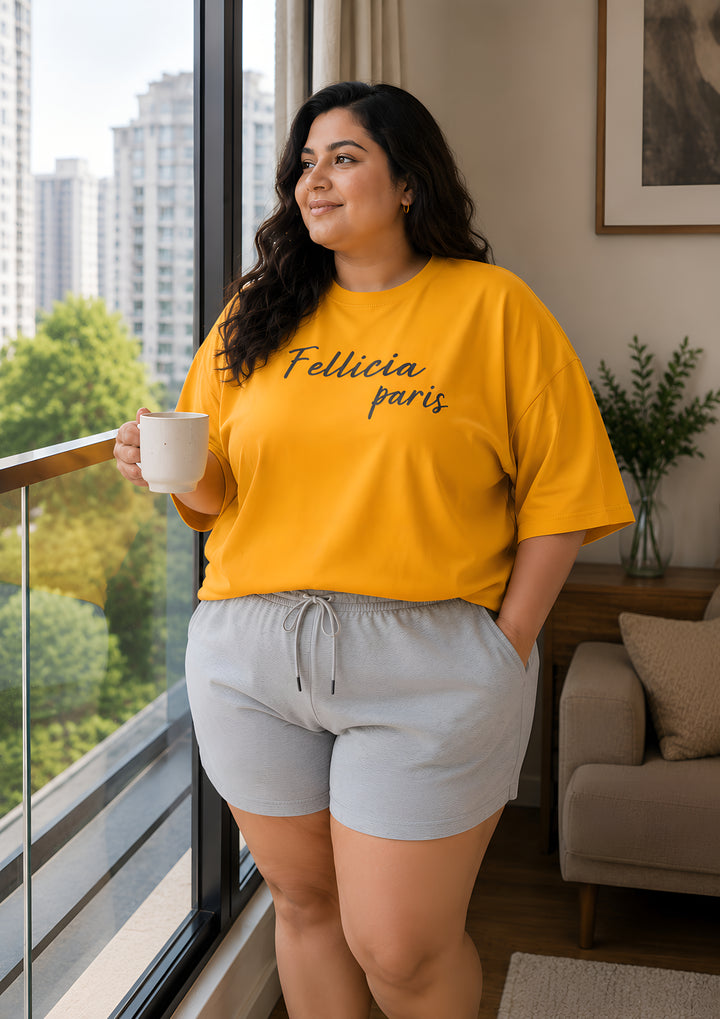 GHAR Tee – 100% Cotton | 260 GSM Loop Knit - MARIGOLD