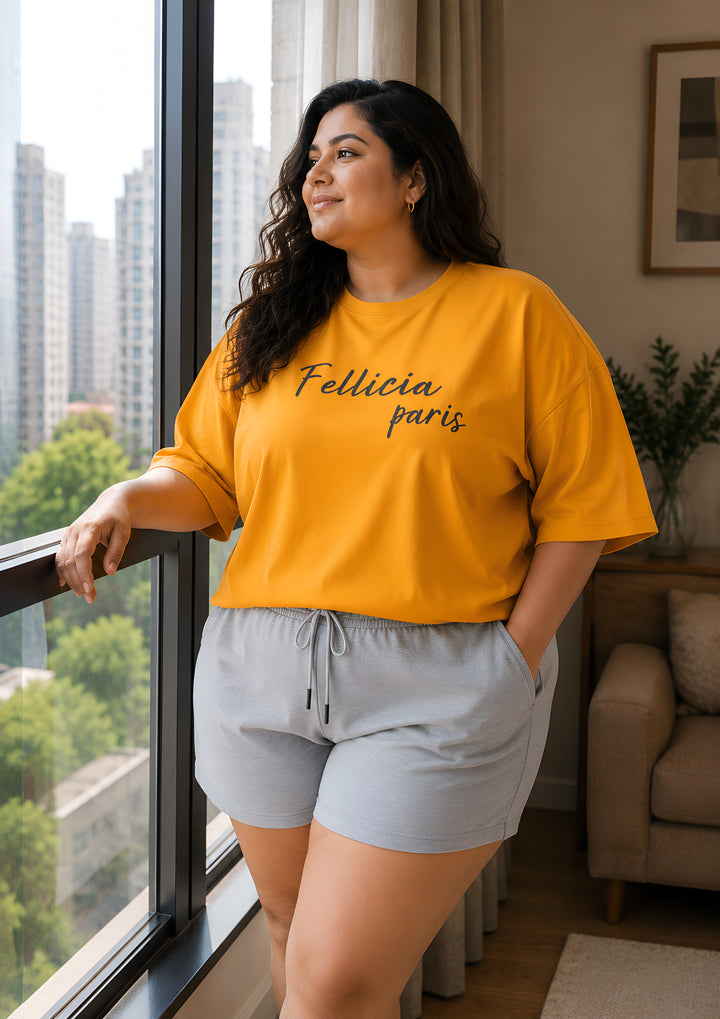 GHAR Tee – 100% Cotton | 260 GSM Loop Knit - MARIGOLD