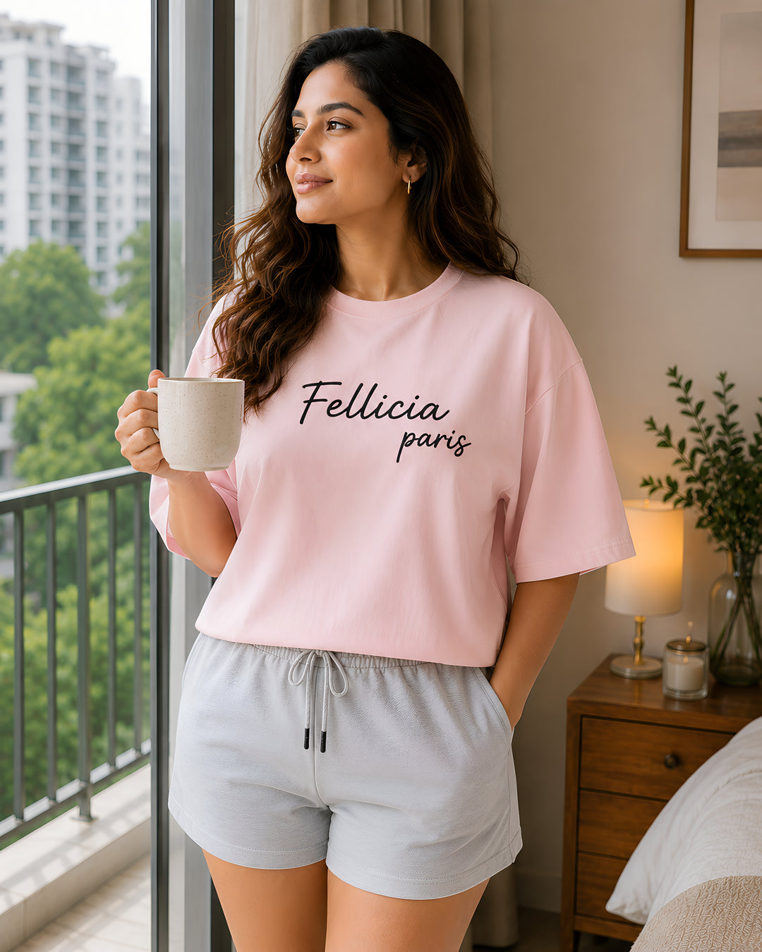 GHAR Tee – 100% Cotton | 260 GSM Loop Knit - BLUSH PINK
