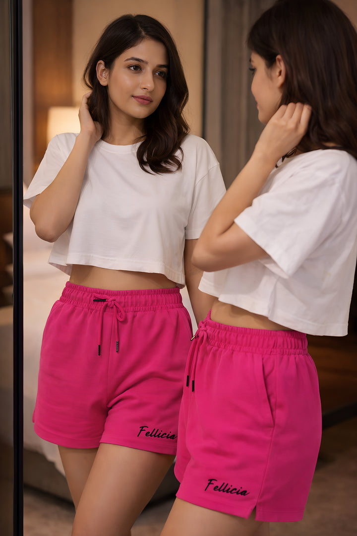 GHAR Shorts – 260 GSM Loop Knit Cotton - FUCHSIA PINK
