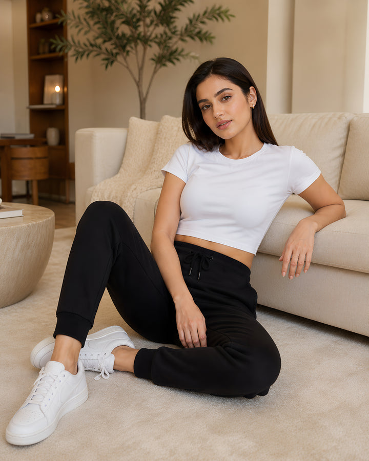 GHAR Jogger Pant – 100% Cotton | 260 GSM Loop Knit - Black