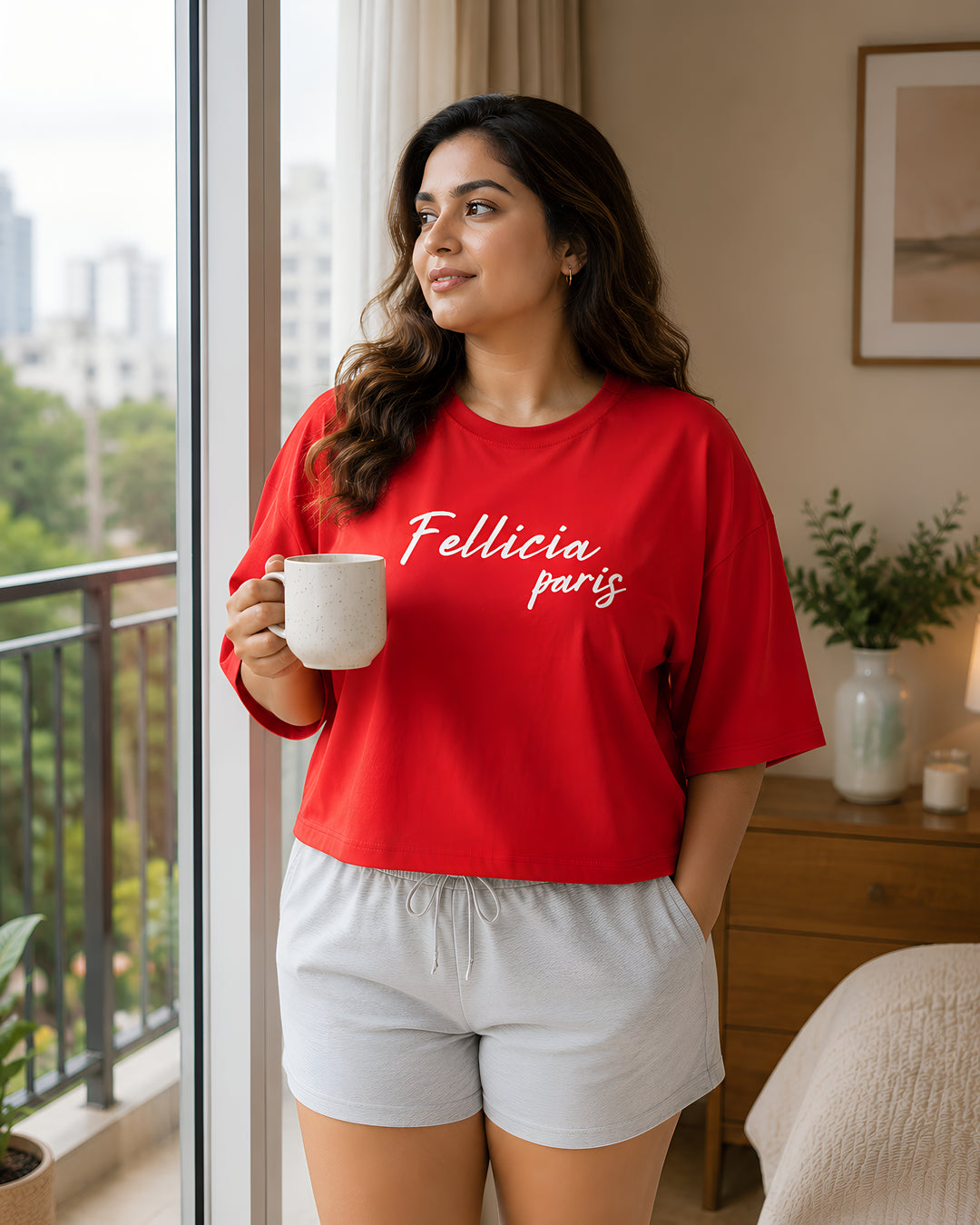 GHAR Tee – 100% Cotton | 260 GSM Loop Knit - RED