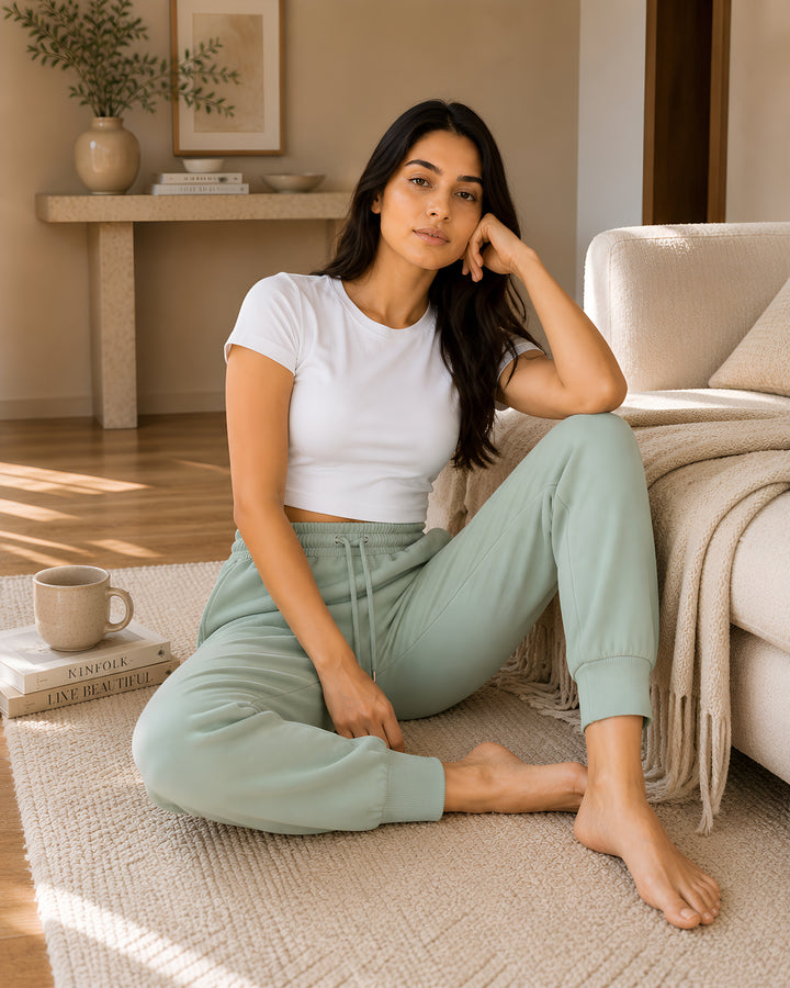 GHAR Jogger Pant – 100% Cotton | 260 GSM Loop Knit - MINT