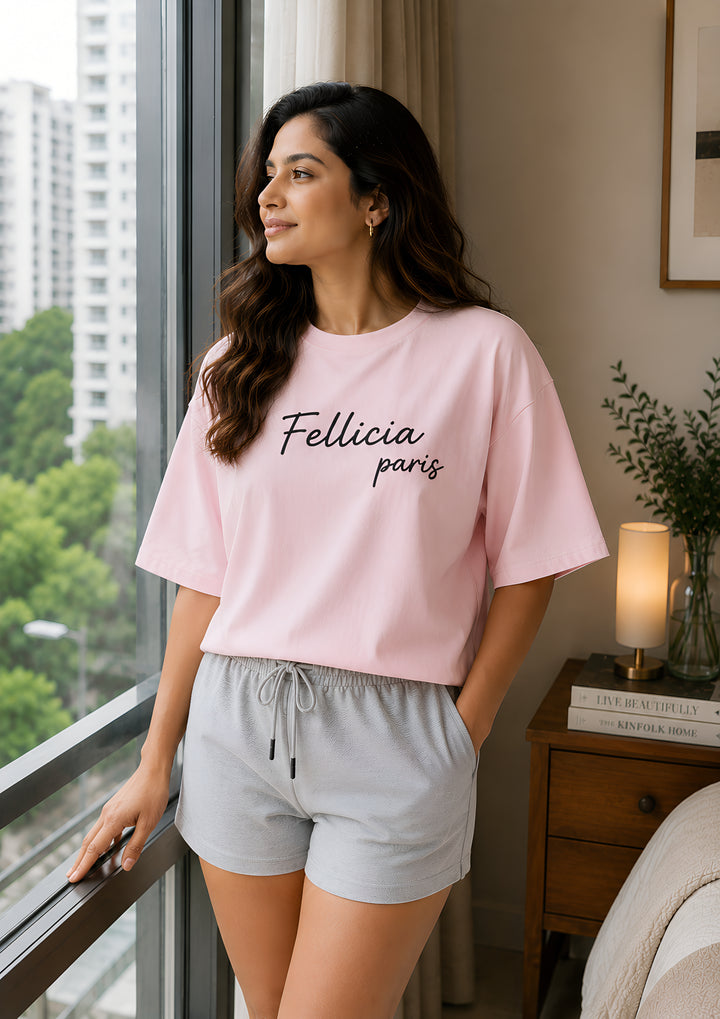 GHAR Tee – 100% Cotton | 260 GSM Loop Knit - BLUSH PINK