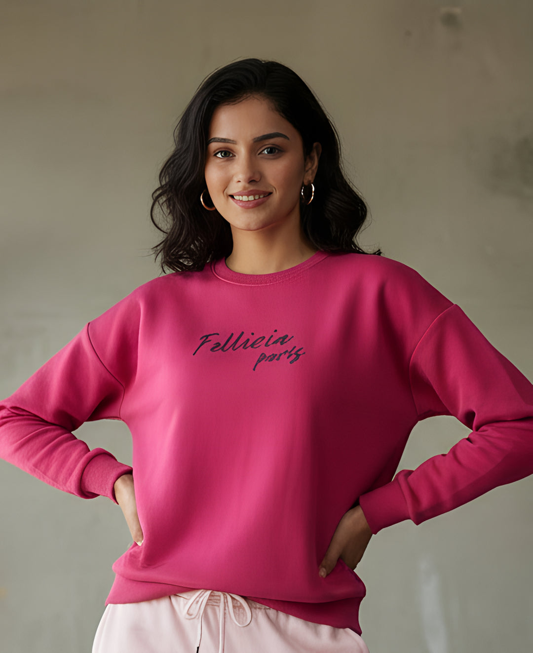 Sweatshirt – 260 GSM Loop Knit Cotton | FUCHSIA PINK