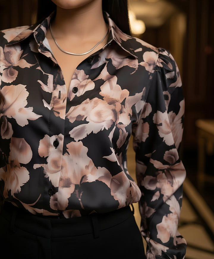 Women Satin Partywear Shirt – Royal Bloom