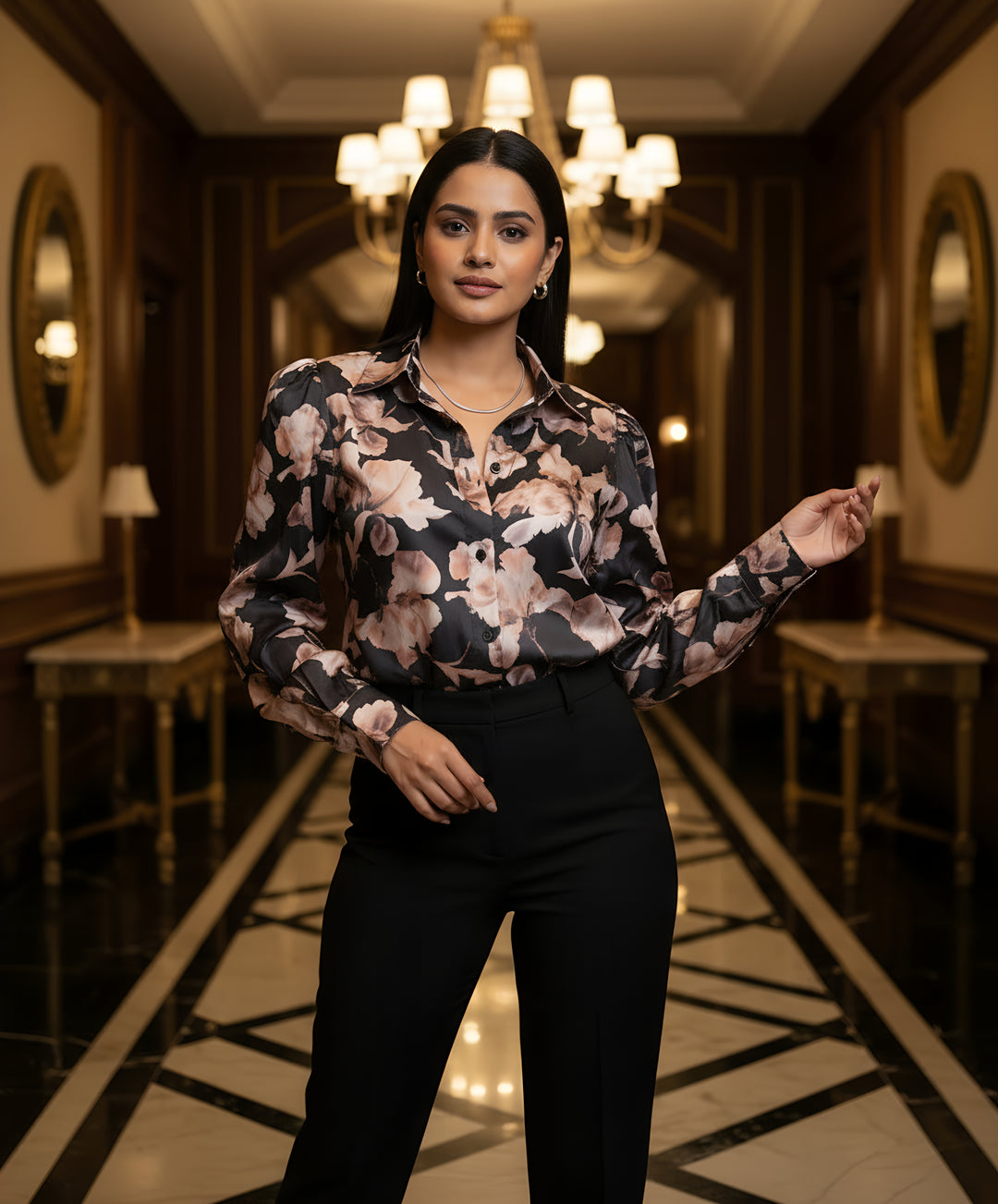 Women Satin Partywear Shirt – Royal Bloom