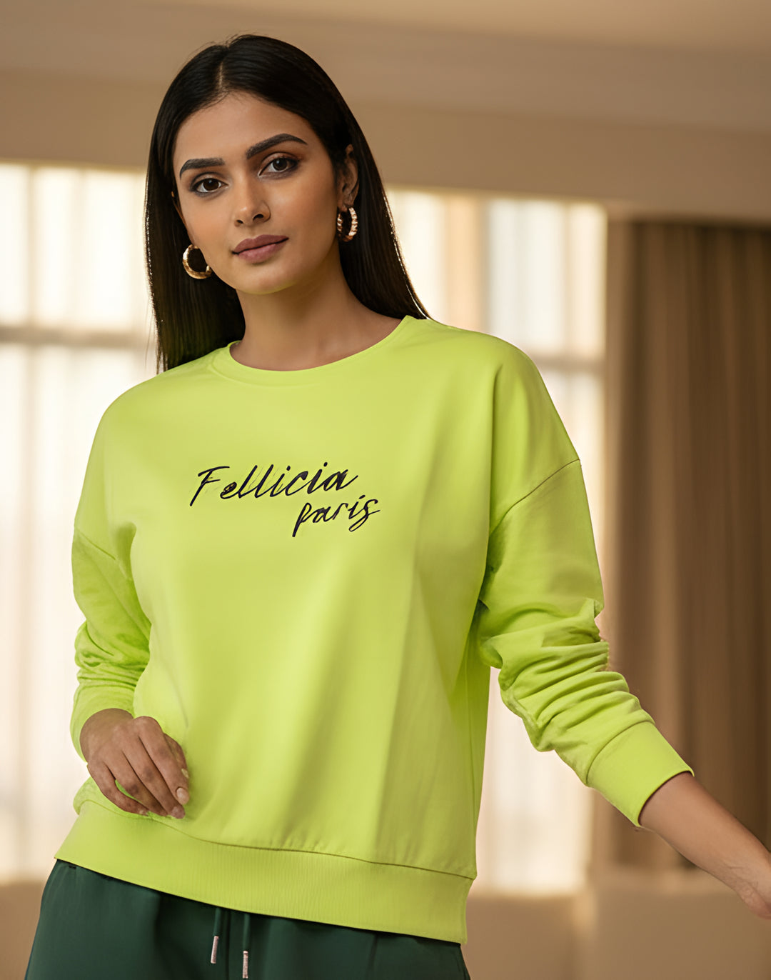 Sweatshirt – 260 GSM Loop Knit Cotton | LIME GREEN