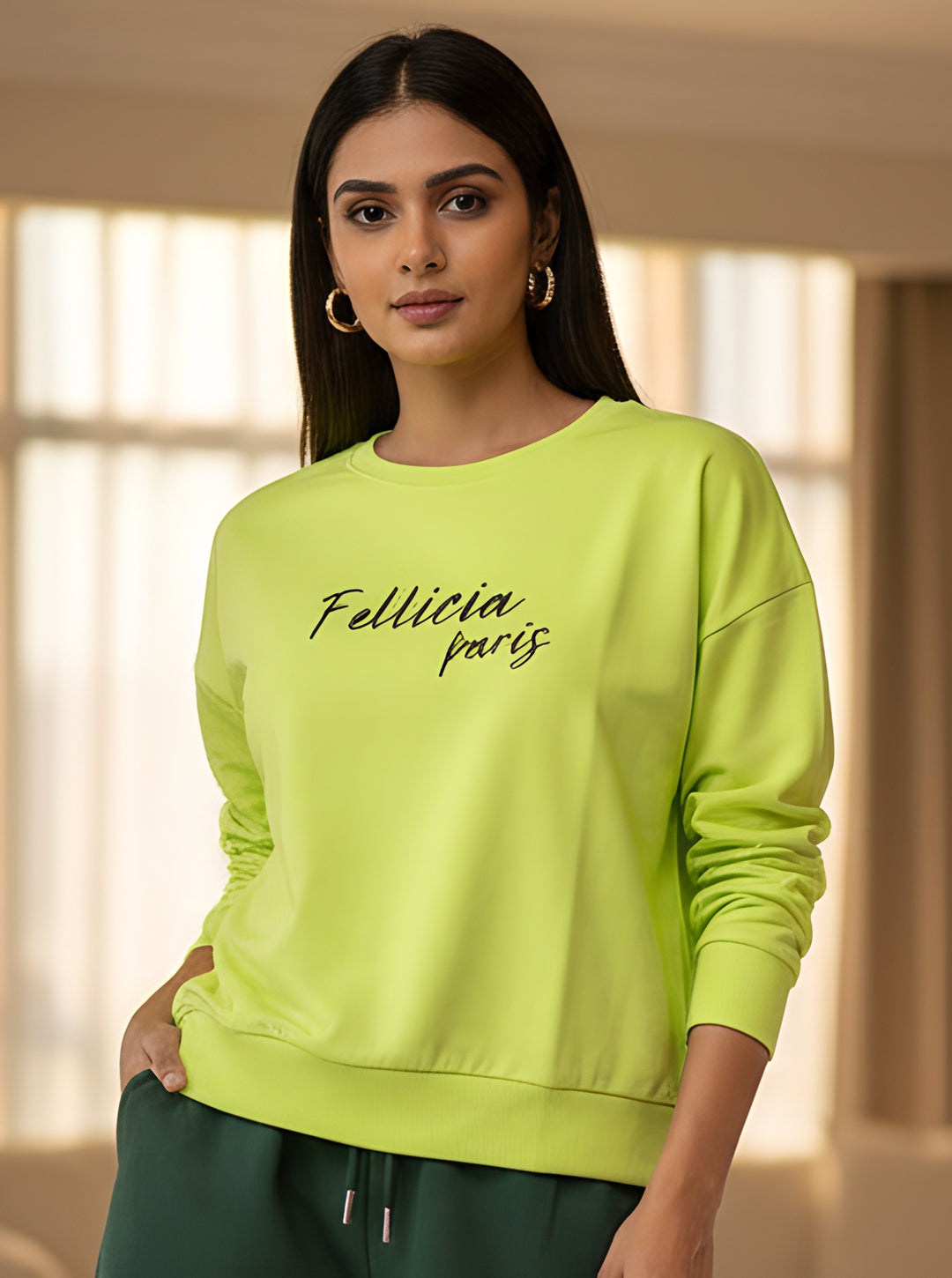 Sweatshirt – 260 GSM Loop Knit Cotton | LIME GREEN