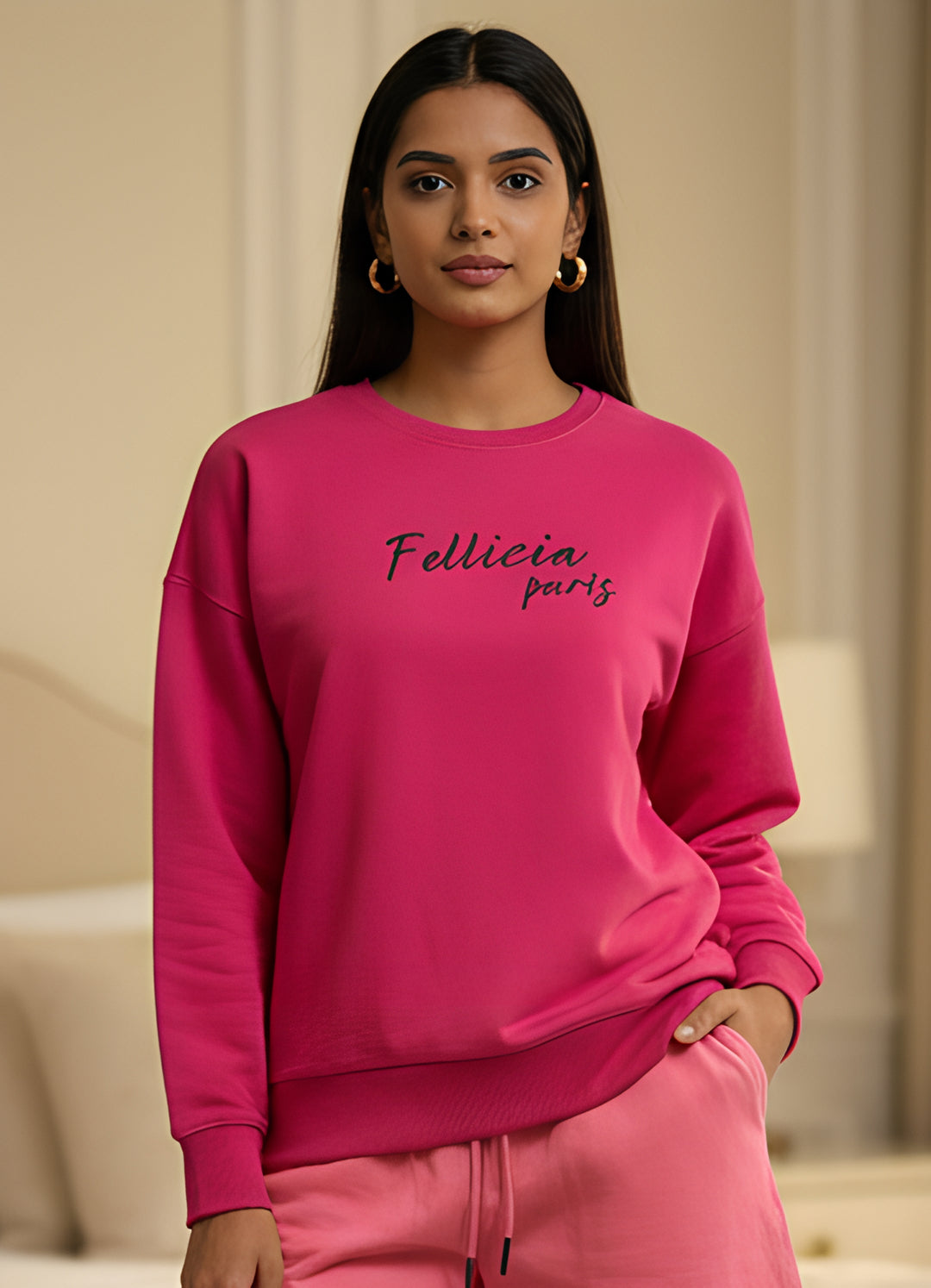 Sweatshirt – 260 GSM Loop Knit Cotton | FUCHSIA PINK