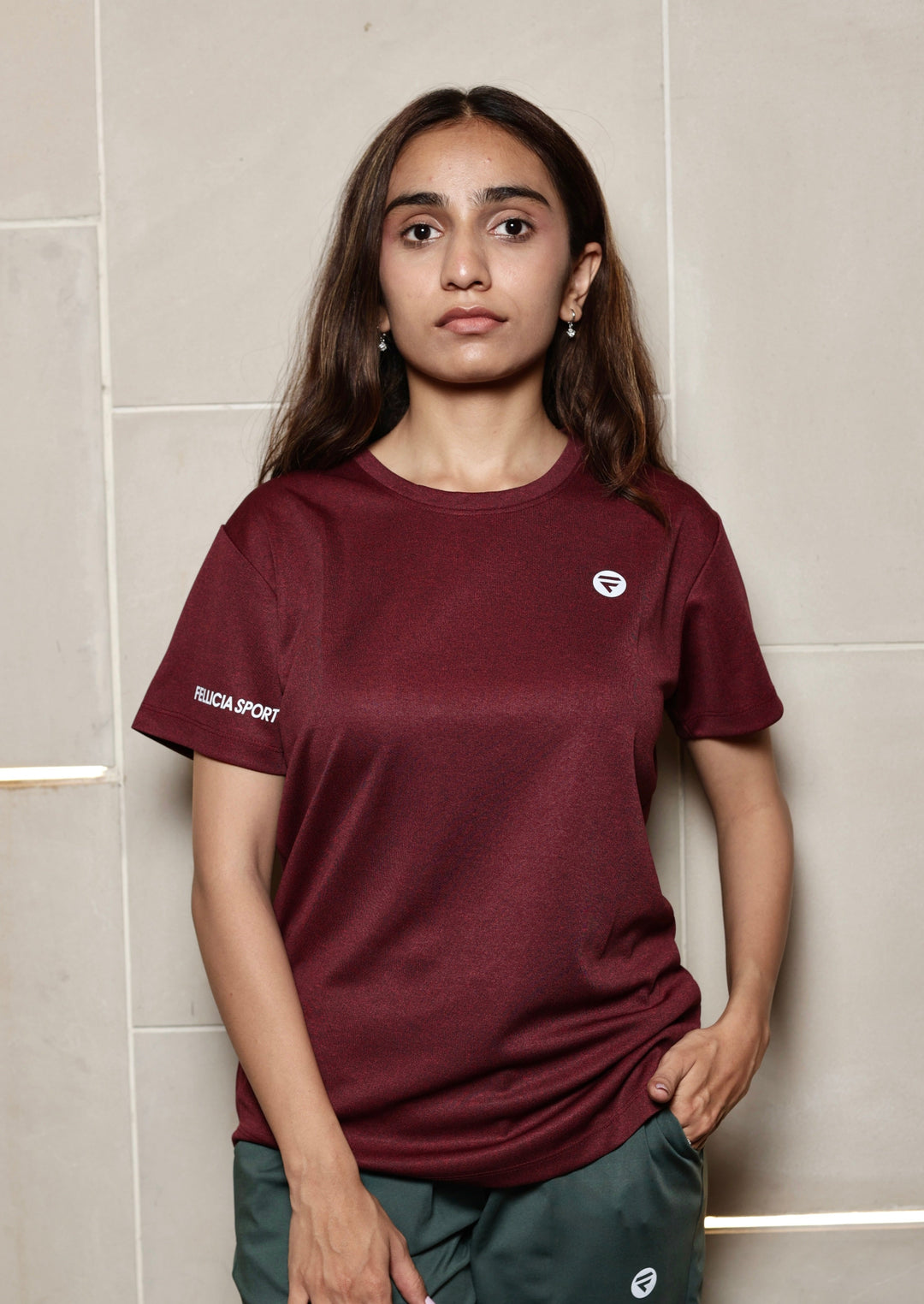 Performance Tshirt for Women (Red Burgundy)