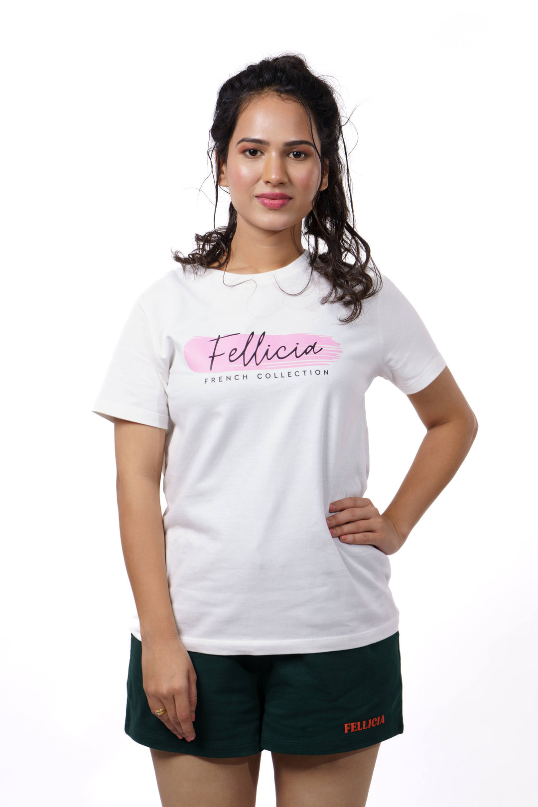 White Signature Print T-shirt for Women