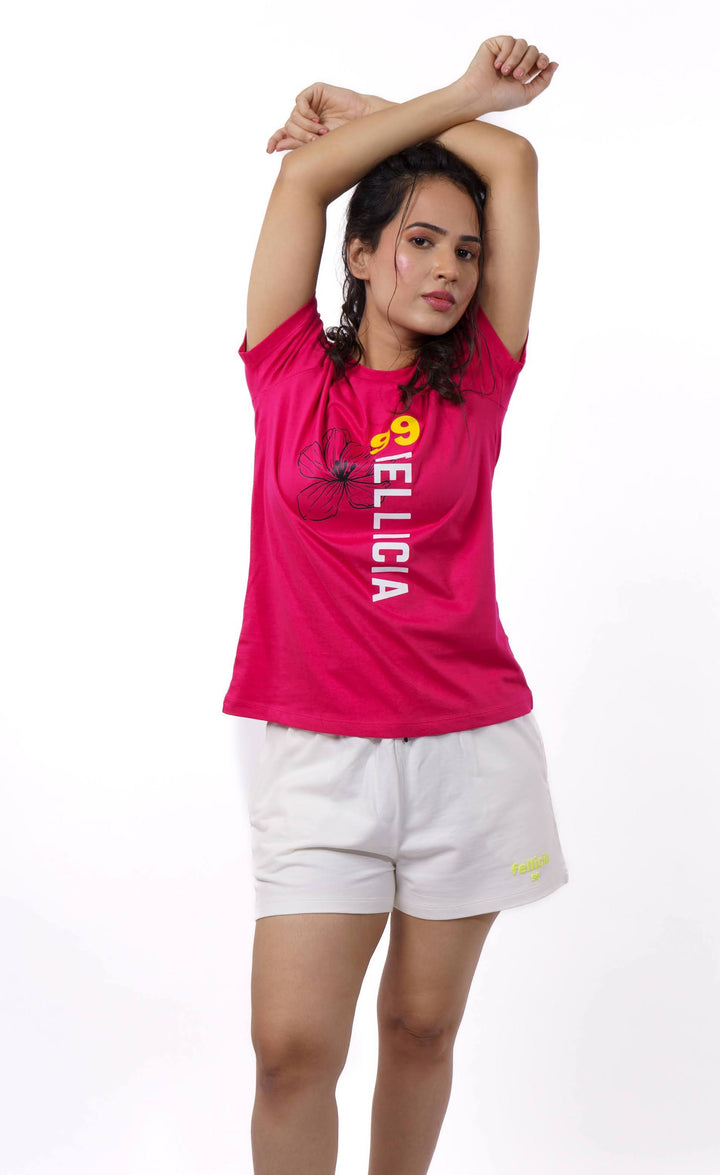 Pink Signature Print T-shirt for Women