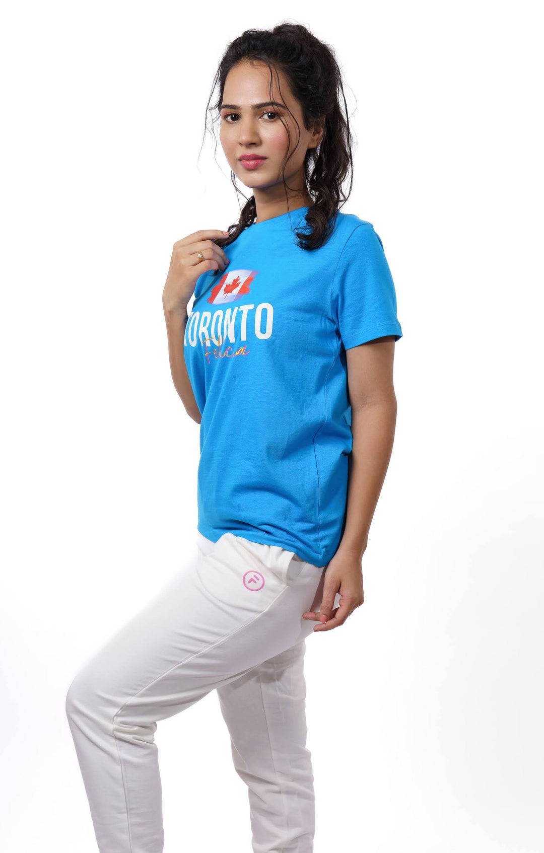 Blue Graphic Print T-shirt for Women