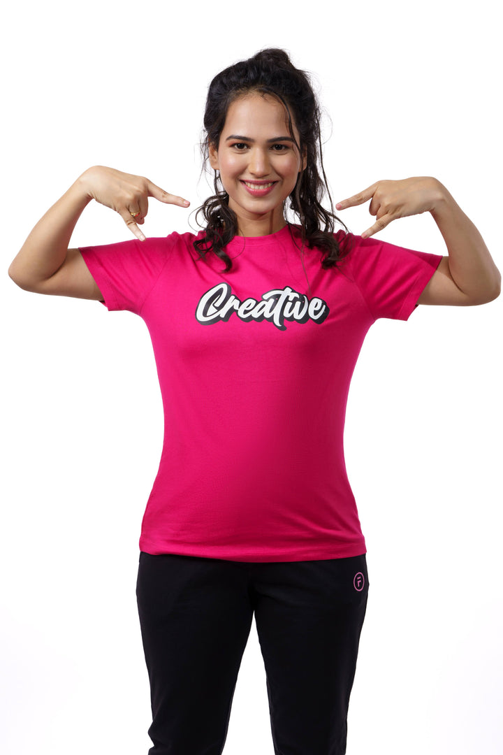 Pink Typography Print T-shirt for Women