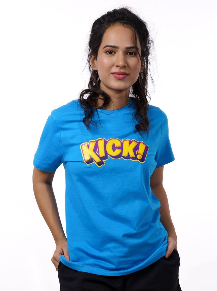 Blue Typography Print T-shirt for Women