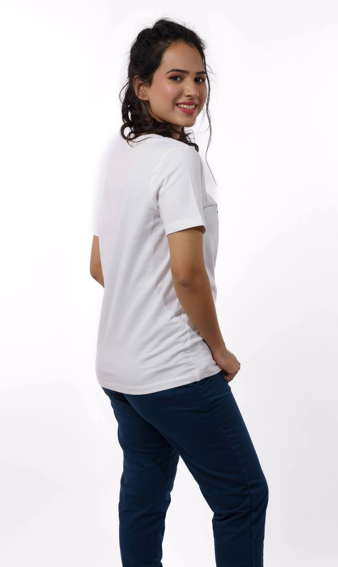 White Graphic Print T-shirt for Women