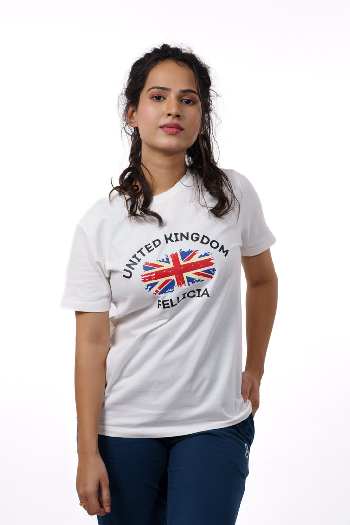 White Graphic Print T-shirt for Women