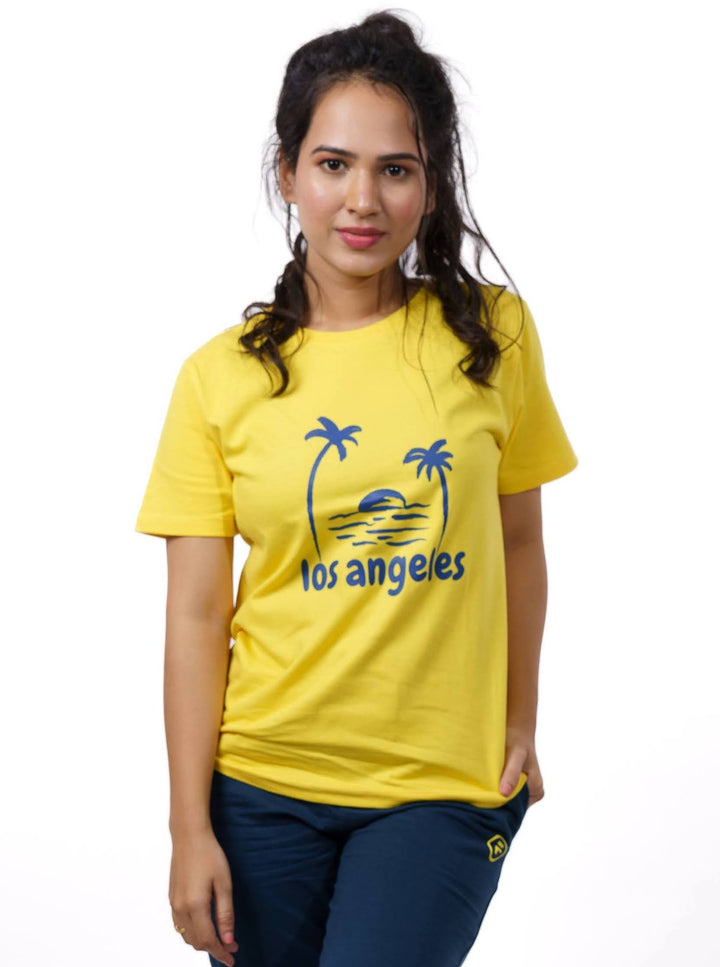 Yellow Typography Print T-shirt for Women