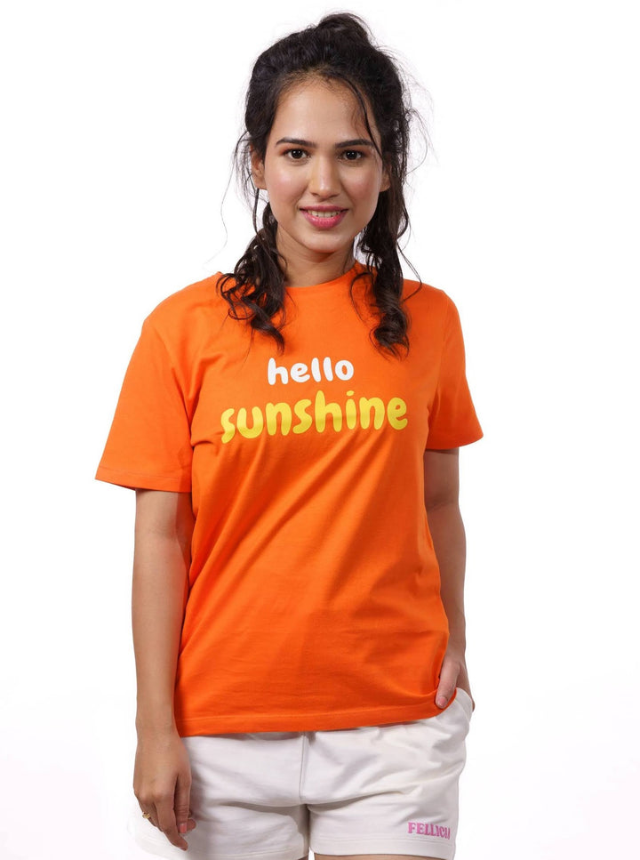 Orange Typography Print T-shirt for Women