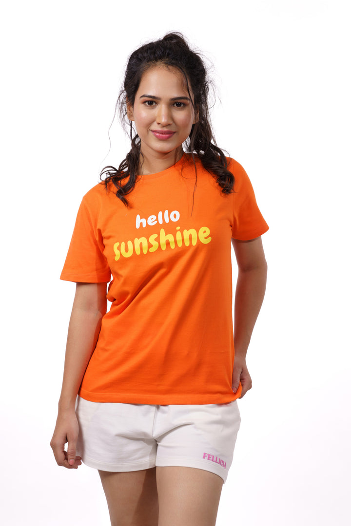 Orange Typography Print T-shirt for Women