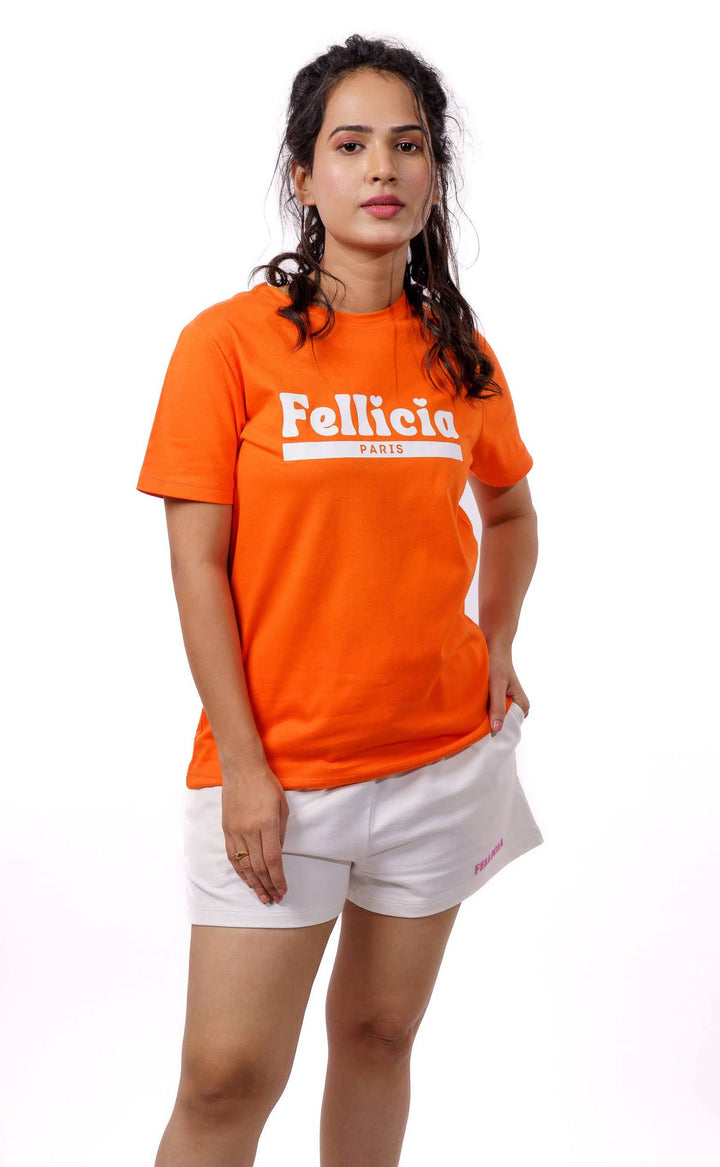 Orange Signature Print T-shirt for Women