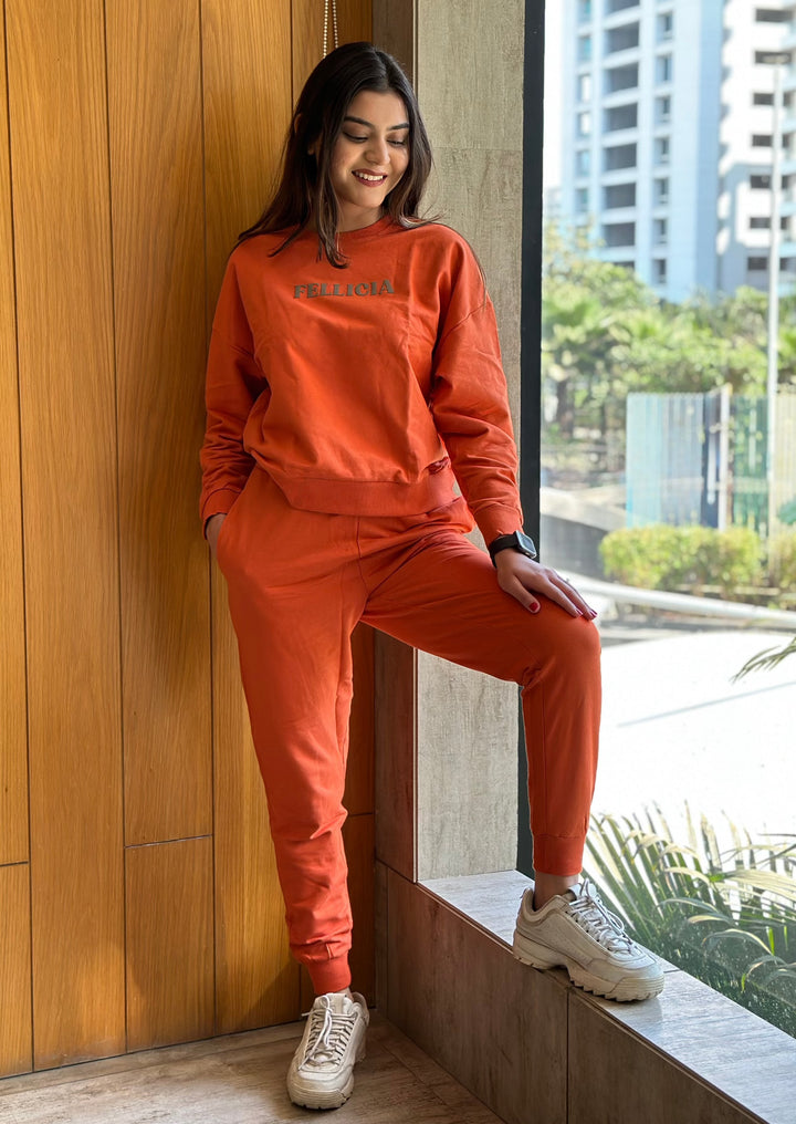 Women's Sweatshirt & Joggers Co-ord Set (Rust Orange)